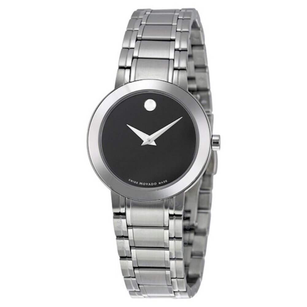 Movado Stiri Black Dial Stainless Steel Ladies Watch